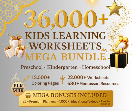 Lot de feuilles de travail éducatives pour enfants : plus de 35 000 pages