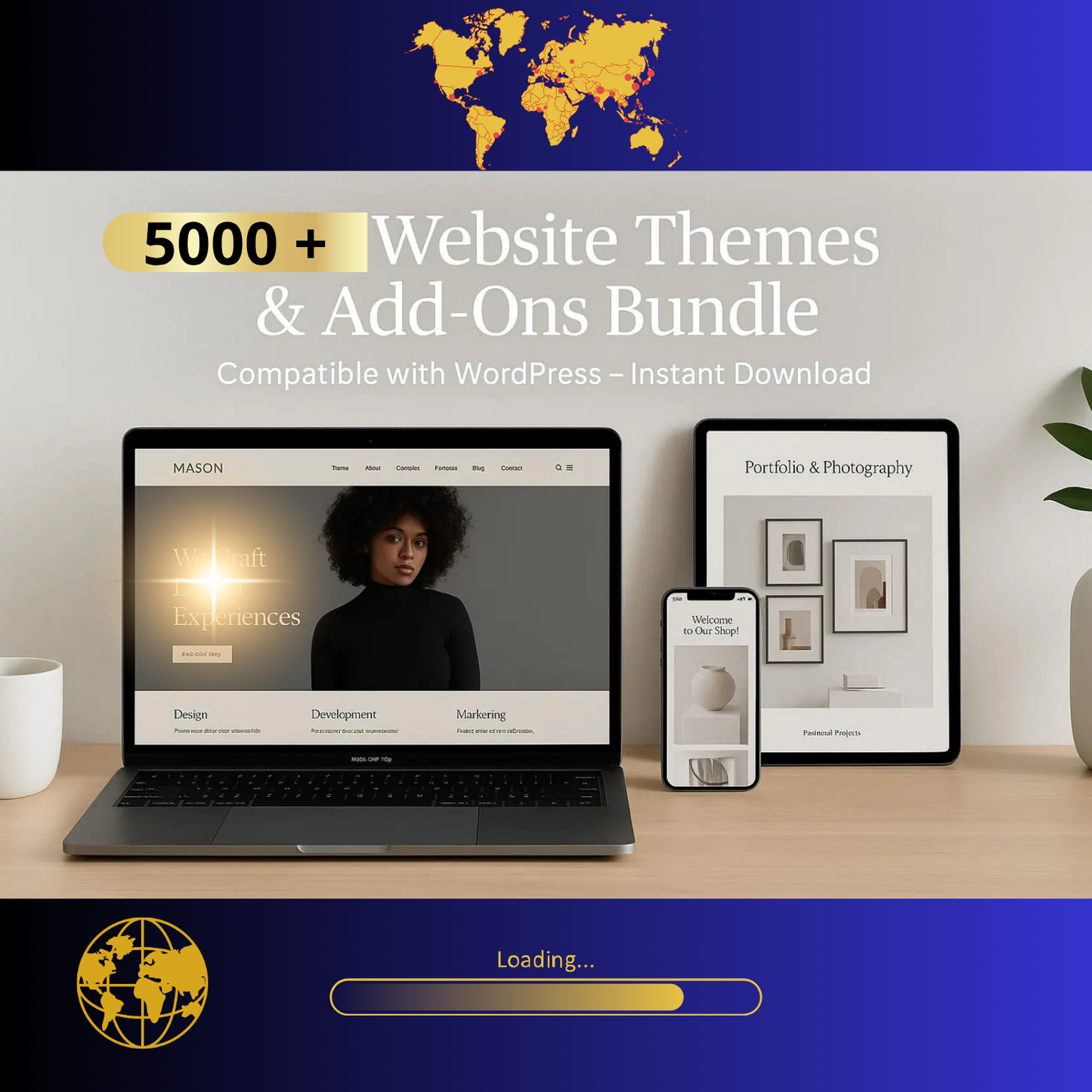 Plus le pack WordPress MÉGA contenant 5 000 thèmes et extensions