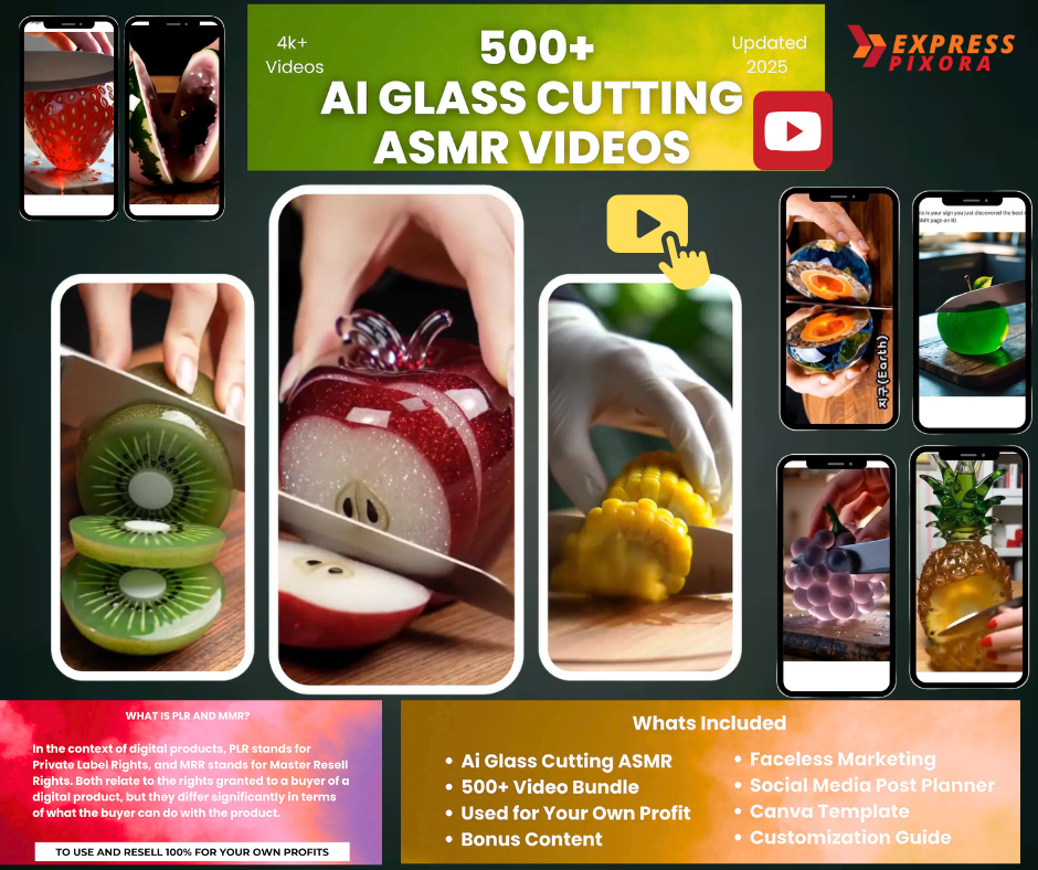 Plus de 500 bobines d'IA pour la découpe de verre ASMR : TikTok viral, bobines, shorts