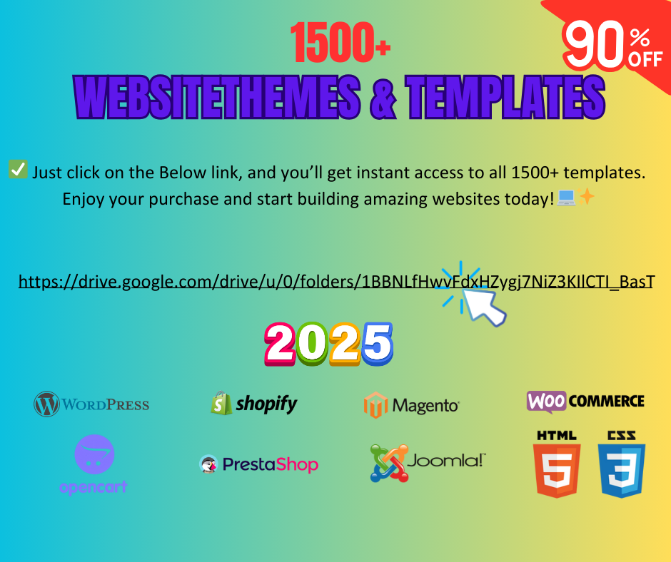 Plus de 1 500 modèles de thèmes Web Mega Bundle | WordPress, Shopify, HTML, WooCommerce, Magento, PrestaShop |