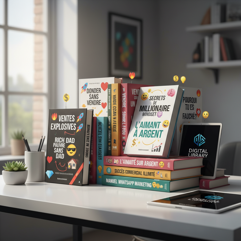 les livres 📈 Faites exploser vos ventes

🤝 Donner et recevoir - POURQUOI AIDER LES AUTRES...

🌀 Comment vendre sans vendre - Étape par étape...

🏦 Père riche, Père pauvre (PDFDrive)

🧠 Les secrets de l'esprit millionnaire

😮‍💨 Vendre comme un fou

🧲 L'aimant à argent

💰 LA VÉRITÉ SUR L'ARGENT

⚠️ LES 7 PLUS GRANDES ERREURS DU MARCHÉ...

🚀 Succès commercial illimité - 12 étapes simples...

🔓 Débloquez-le par Dan Lok

📱 MANUEL DE MARKETING WHATSAPP

💸 Pourquoi vous êtes fauché !

💥 Copie de Copi