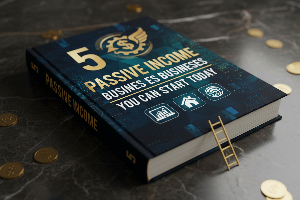 livre “5 P assive Income Businesses You Can Start Today” 3D HD